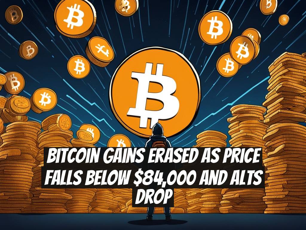 Bitcoin Gains Erased as Price Falls Below $84,000 and Alts Drop