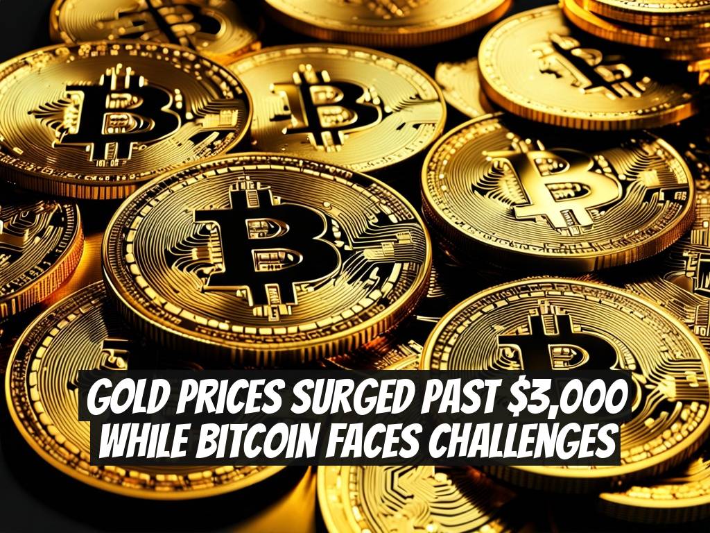 Gold Prices Surged Past $3,000 While Bitcoin Faces Challenges