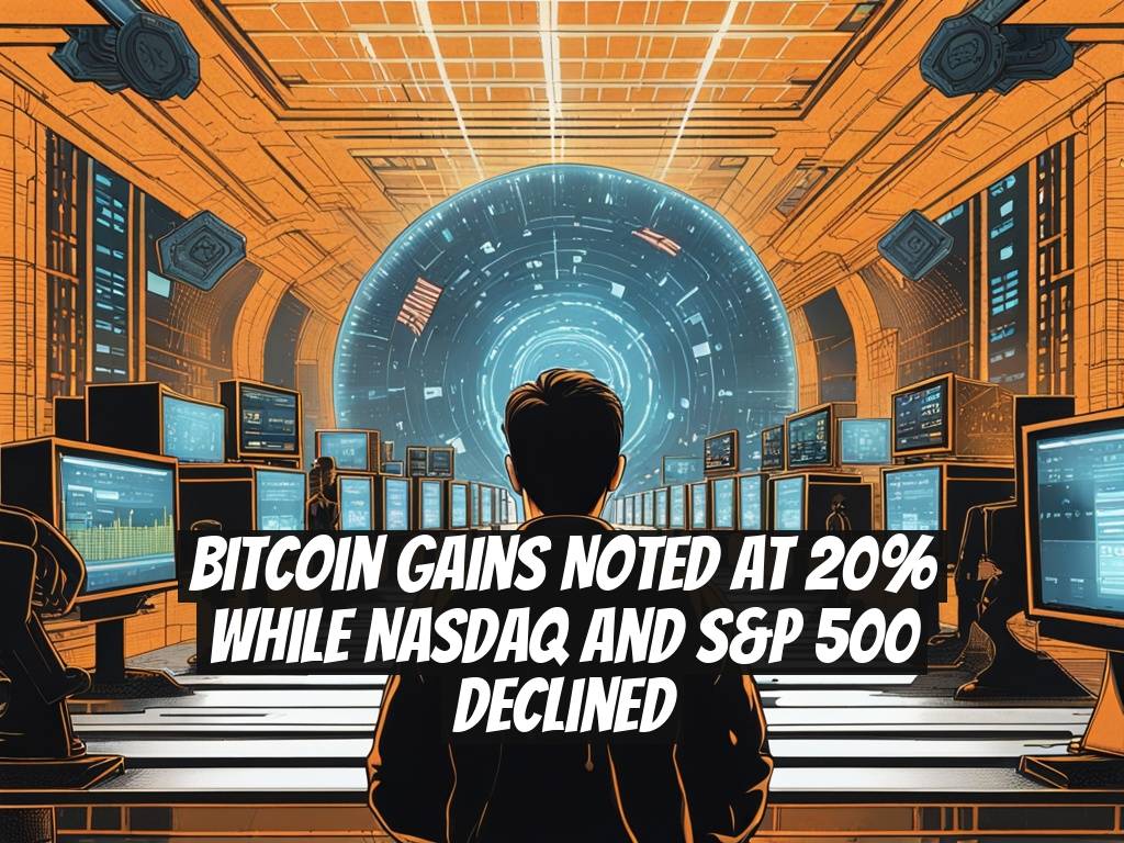 Bitcoin Gains Noted at 20% While Nasdaq and S&P 500 Declined