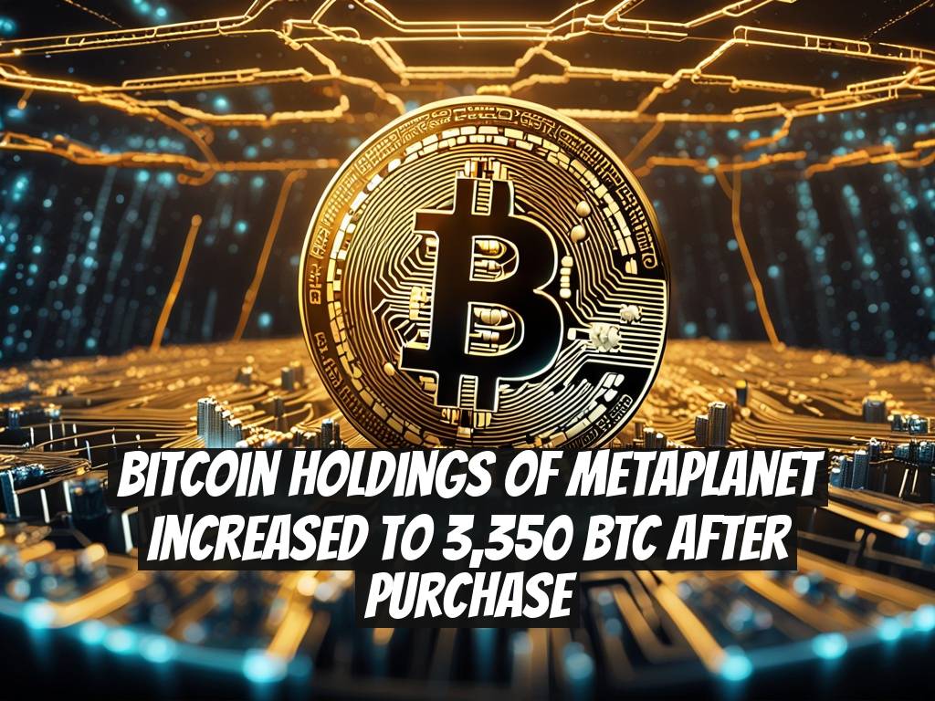 Bitcoin Holdings of Metaplanet Increased to 3,350 BTC After Purchase