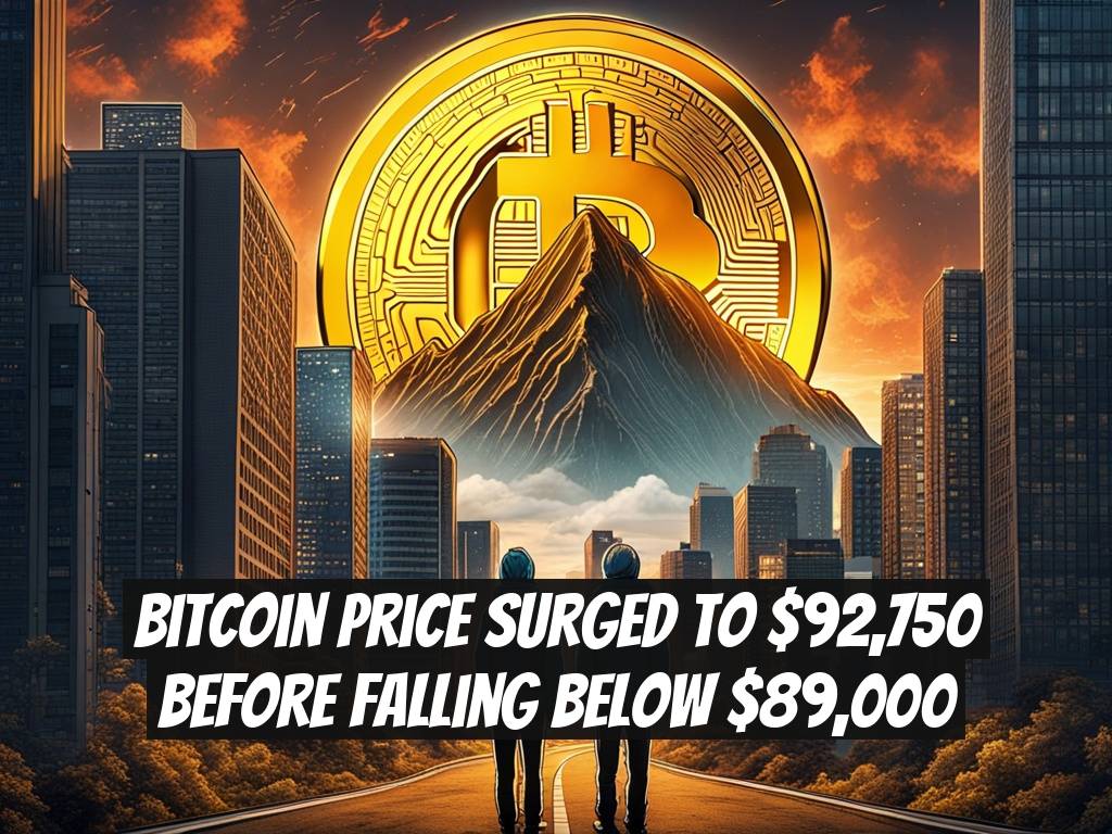 Bitcoin Price Surged to $92,750 Before Falling Below $89,000