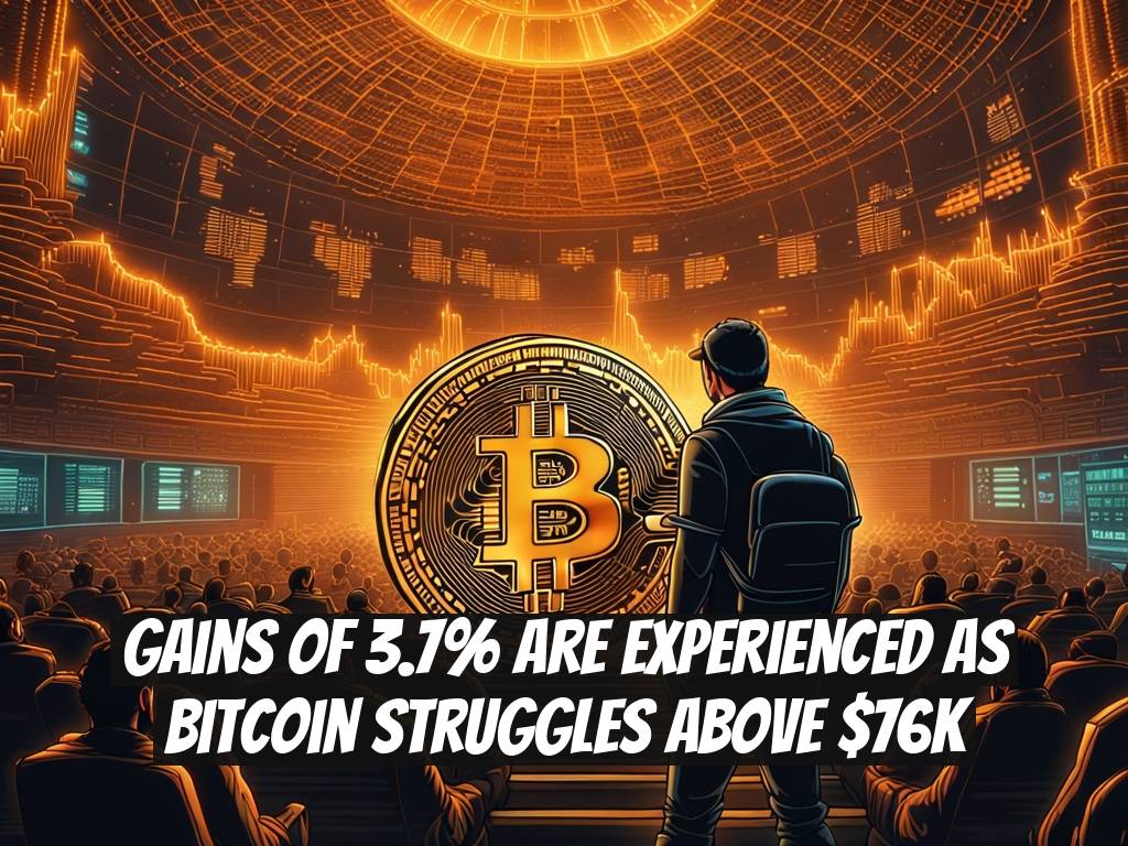 Gains of 3.7% Are Experienced as Bitcoin Struggles Above $76K