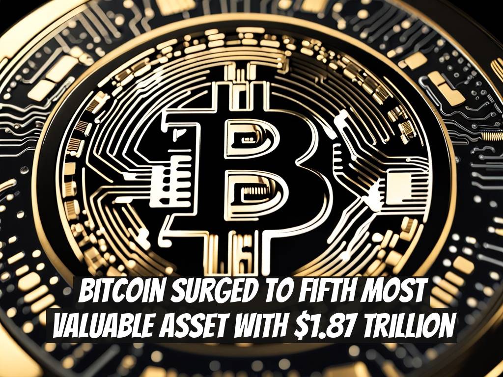Bitcoin Surged to Fifth Most Valuable Asset with $1.87 Trillion