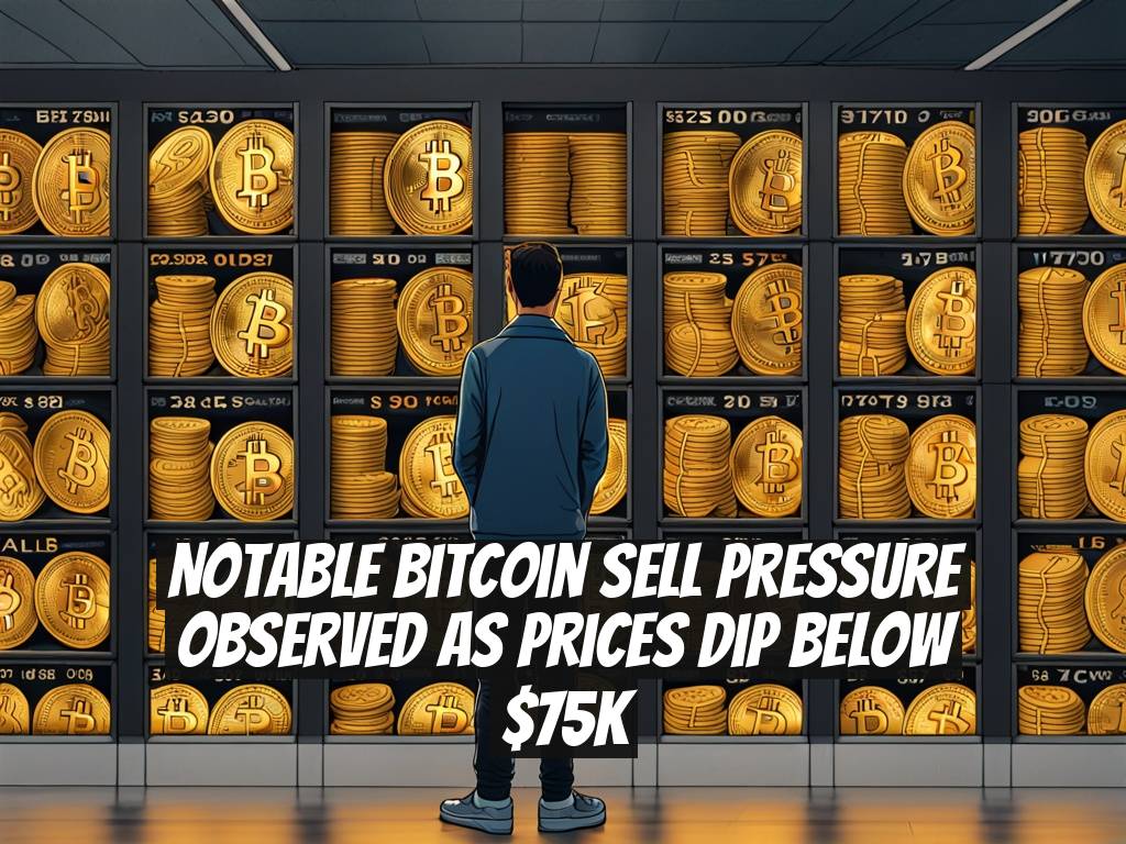 Notable Bitcoin Sell Pressure Observed as Prices Dip Below $75K