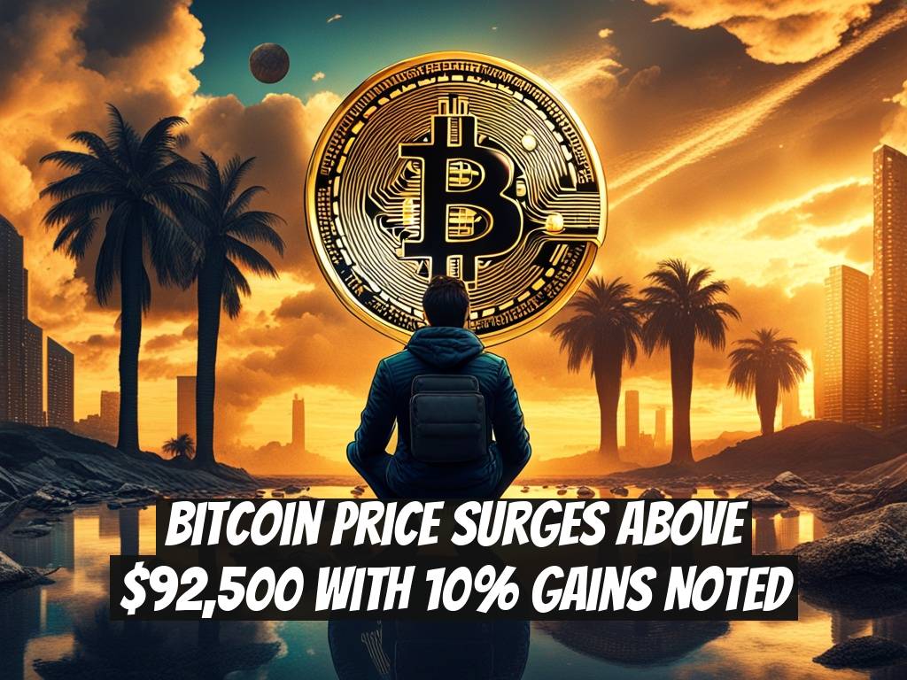 Bitcoin Price Surges Above $92,500 with 10% Gains Noted