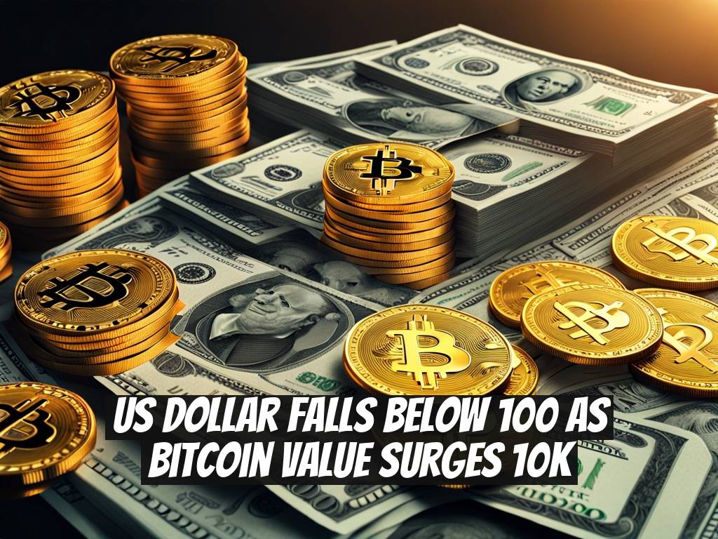 US Dollar Falls Below 100 as Bitcoin Value Surges 10K