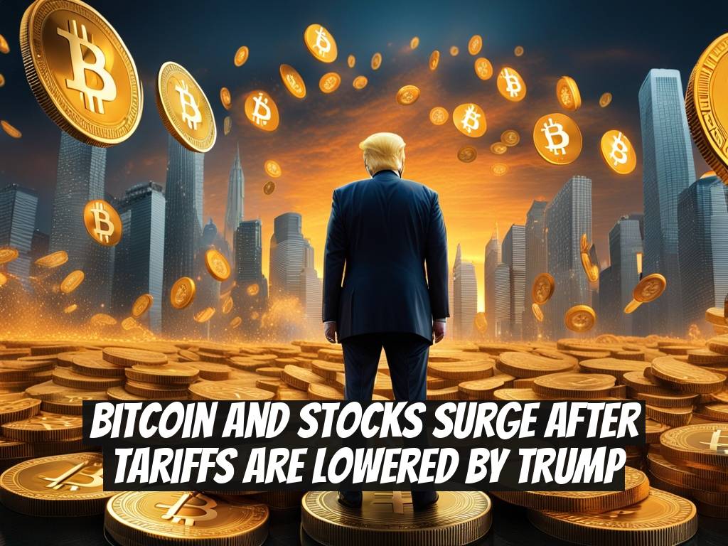 Bitcoin and Stocks Surge After Tariffs are Lowered by Trump