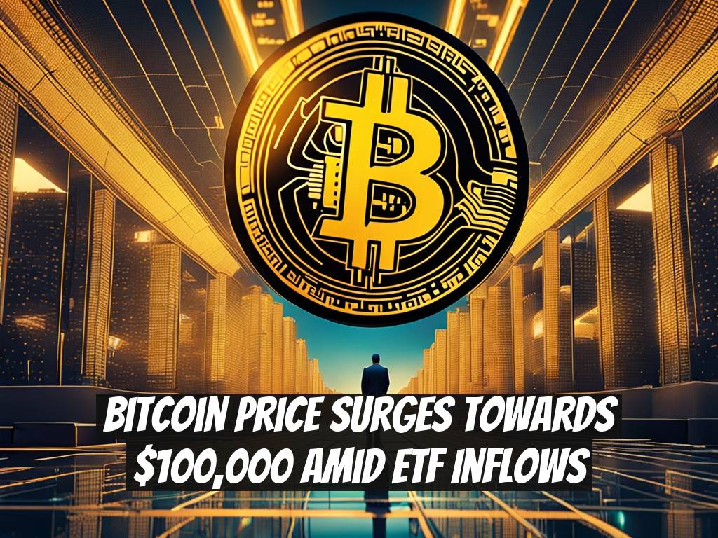 Bitcoin Price Surges Towards $100,000 Amid ETF Inflows