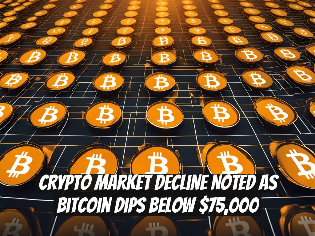 Crypto Market Decline Noted as Bitcoin Dips Below $75,000