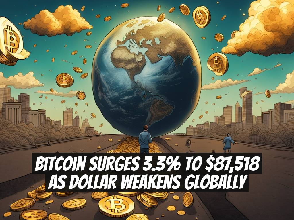 Bitcoin Surges 3.3% to $87,518 as Dollar Weakens Globally