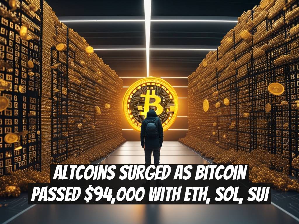 Altcoins Surged as Bitcoin Passed $94,000 with ETH, SOL, SUI