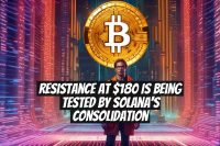 Resistance at $180 is being tested by Solana's consolidation