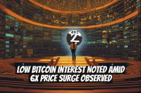 Low Bitcoin Interest Noted Amid 6x Price Surge Observed