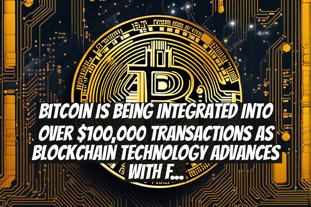 Bitcoin Is Being Integrated into Over $100,000 Transactions as Blockchain Technology Advances with Faster Processing and Greater Transparency.