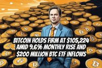 Bitcoin Holds Firm at $105,224 Amid 9.6% Monthly Rise and $200 Million BTC ETF Inflows