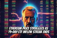 Ethereum Price Struggles As 19-Day ETF Inflow Streak Ends
