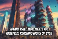 Solana price movements are analyzed, reaching highs of $155