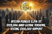 Bitcoin Plunges 3.3% To $103,556 Amid Global Tensions, Testing $100,000 Support