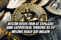 Bitcoin Holds Firm at $104,680 Amid Geopolitical Tensions as ETF Inflows Reach $87 Million