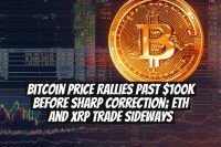 Bitcoin price rallies past $100K before sharp correction; ETH and XRP trade sideways