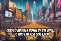 Crypto Market Down by 1% While BTC and ETH Rise 2% Each