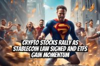 Crypto Stocks Rally as Stablecoin Law Signed and ETFs Gain Momentum