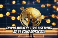 Crypto Market's 1.3% Rise Noted as 99 Coins Appreciate