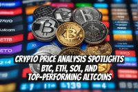 Crypto price analysis spotlights BTC, ETH, SOL, and top-performing altcoins