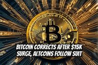 Bitcoin Corrects After $15K Surge, Altcoins Follow Suit