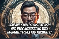 How are stablecoins like USDT and USDC integrating with regulated forex and payments?