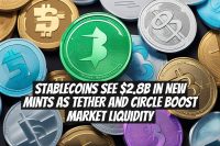 Stablecoins see $2.8B in new mints as Tether and Circle boost market liquidity