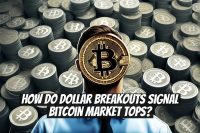 How do dollar breakouts signal Bitcoin market tops?