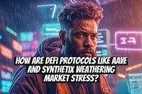 How are DeFi protocols like AAVE and Synthetix weathering market stress?