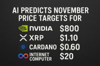 AI predicts November price targets for Nvidia, XRP, Cardano, and Internet Computer