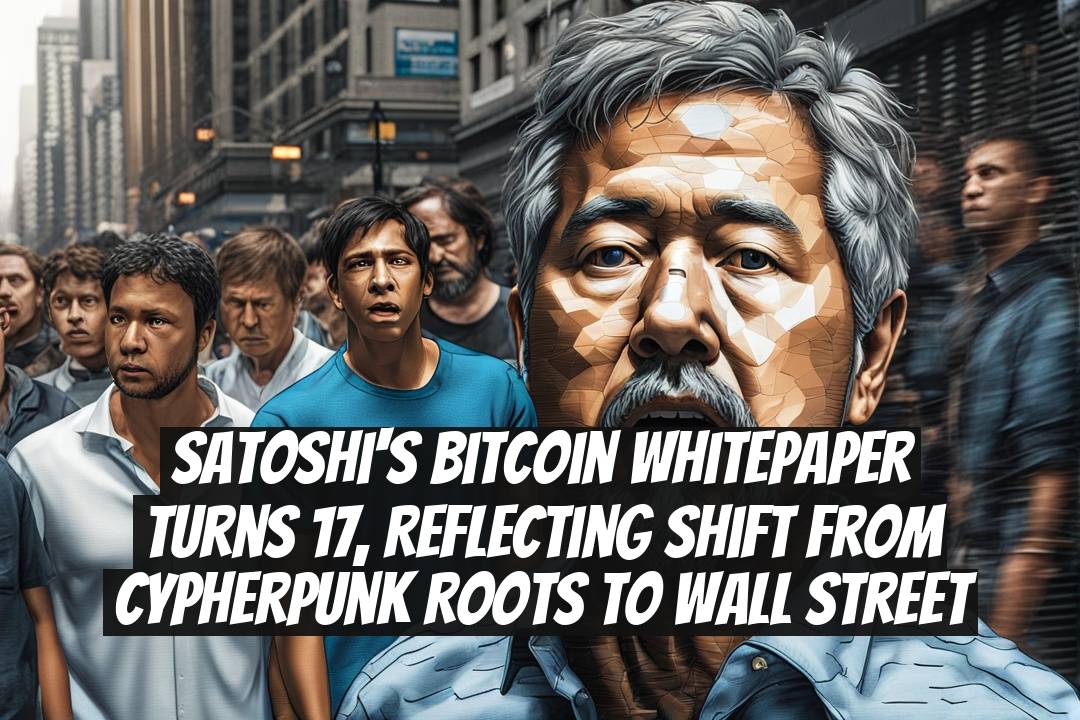 Satoshi's Bitcoin whitepaper turns 17, reflecting shift from cypherpunk roots to Wall Street