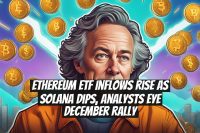 Ethereum ETF Inflows Rise as Solana Dips, Analysts Eye December Rally