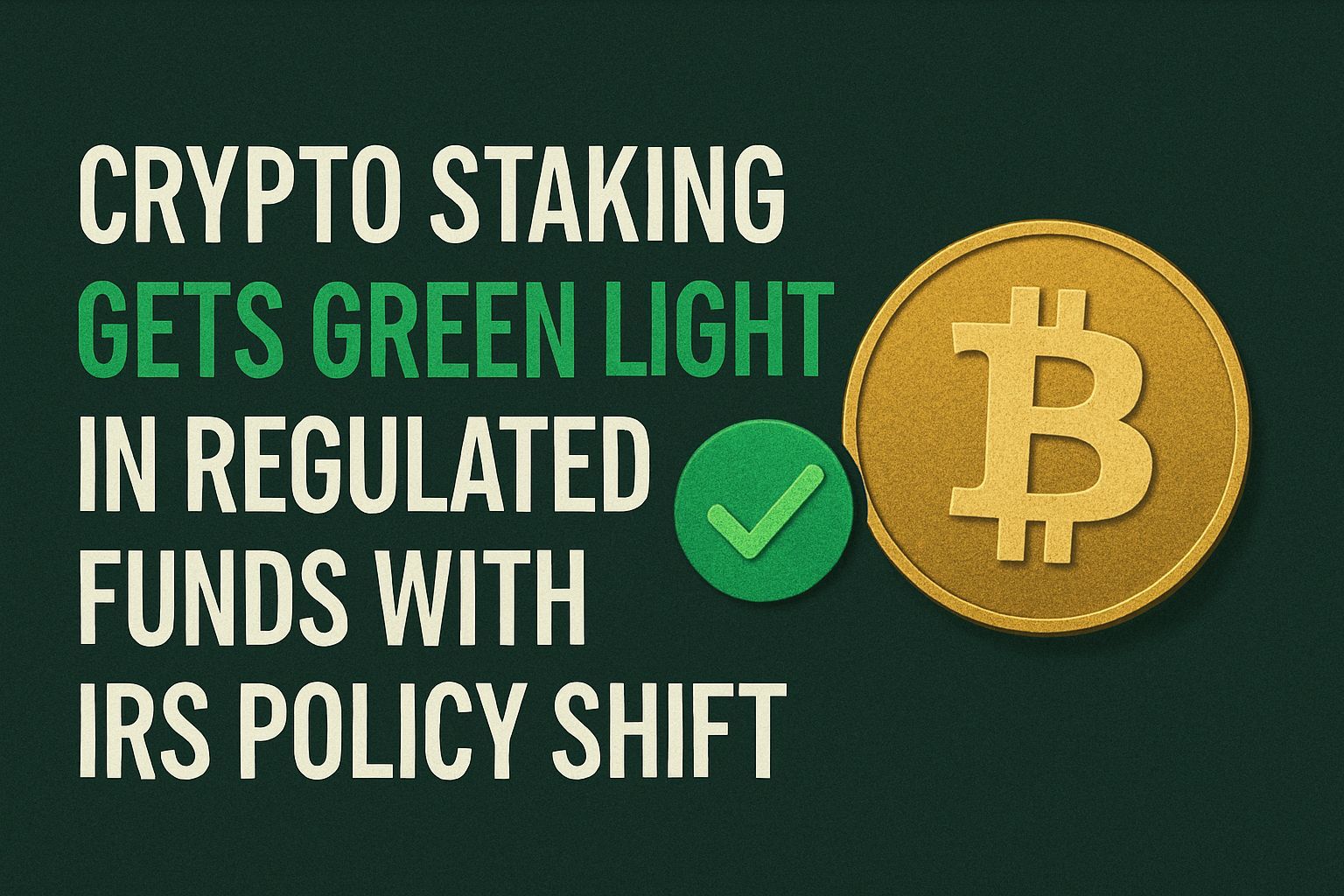 Crypto Staking Gets Green Light in Regulated Funds With IRS Policy Shift