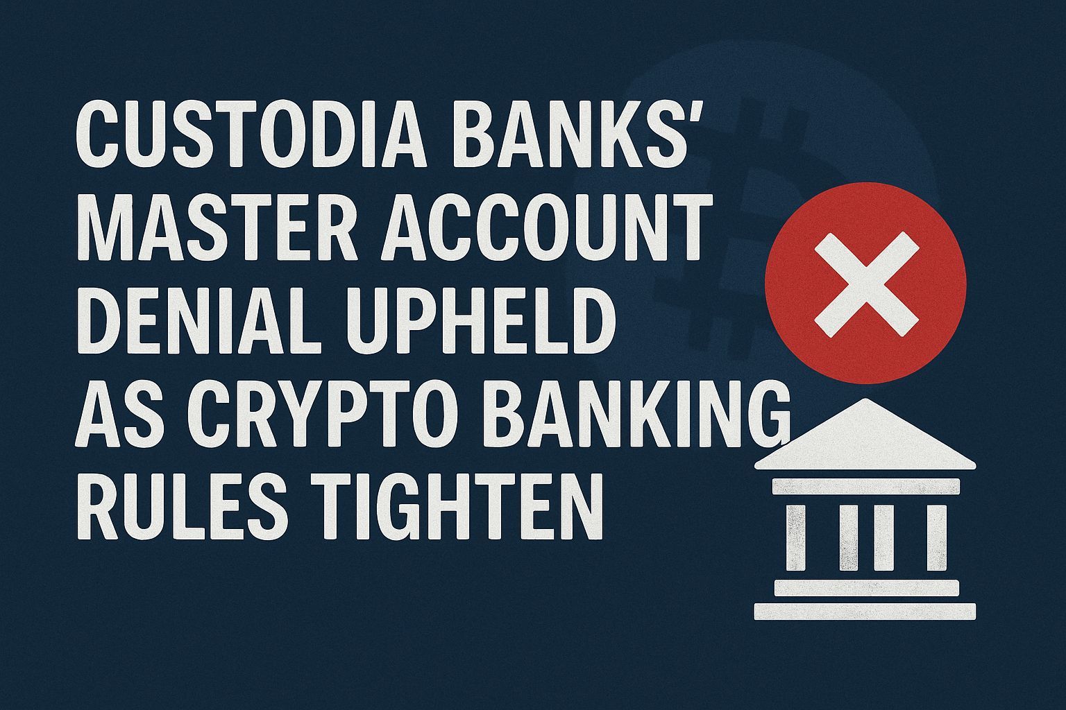 Custodia Bank’s Master Account Denial Upheld as Crypto Banking Rules Tighten