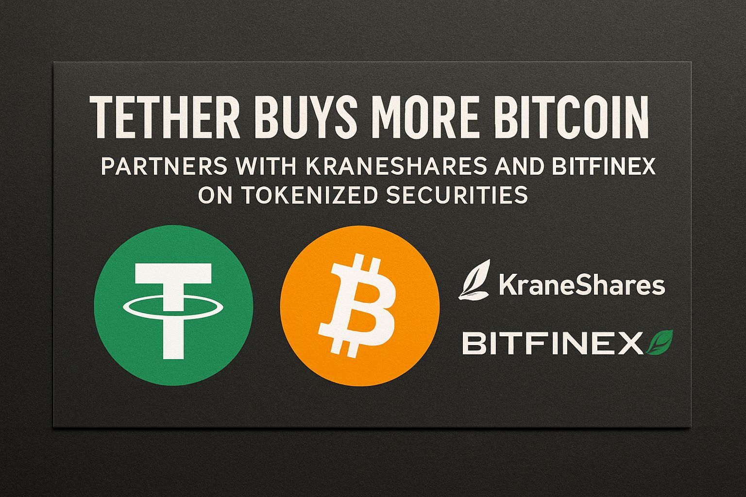 Tether Buys More Bitcoin, Partners With KraneShares and Bitfinex on Tokenized Securities