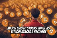 Major crypto stocks surge as Bitcoin stages a recovery