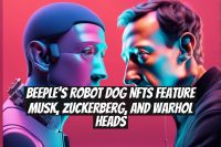 Beeple’s Robot Dog NFTs Feature Musk, Zuckerberg, and Warhol Heads