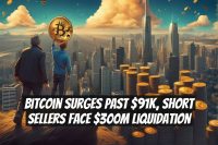 Bitcoin Surges Past $91K, Short Sellers Face $300M Liquidation