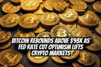 Bitcoin rebounds above $93K as Fed rate cut optimism lifts crypto markets