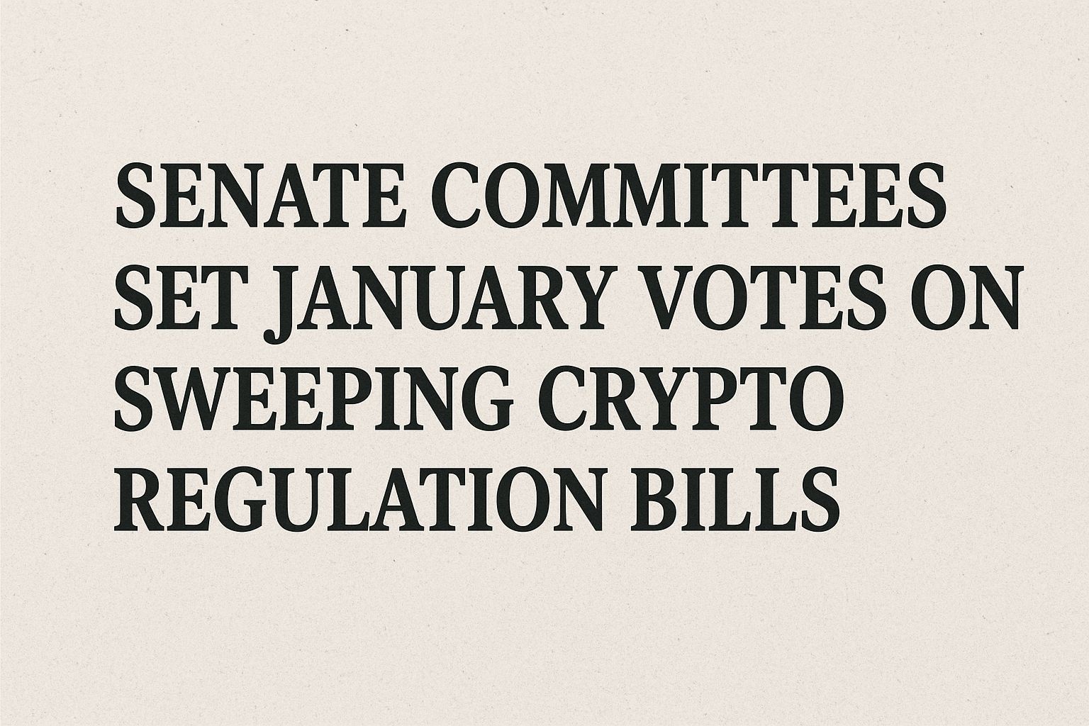 Senate Committees Set January Votes on Sweeping Crypto Regulation Bills