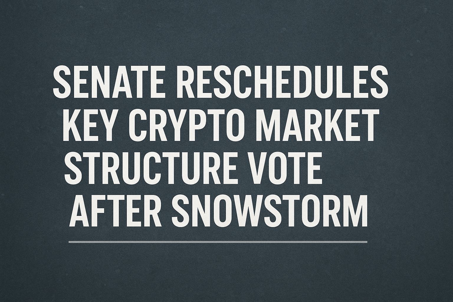 Senate Reschedules Key Crypto Market Structure Vote After Snowstorm