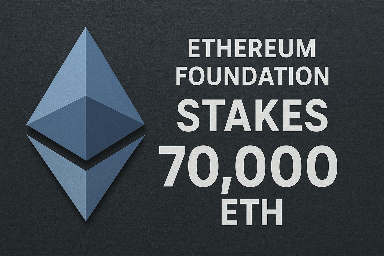 Ethereum Foundation Stakes 70K ETH