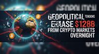 Geopolitical tensions erase $128B from crypto markets overnight