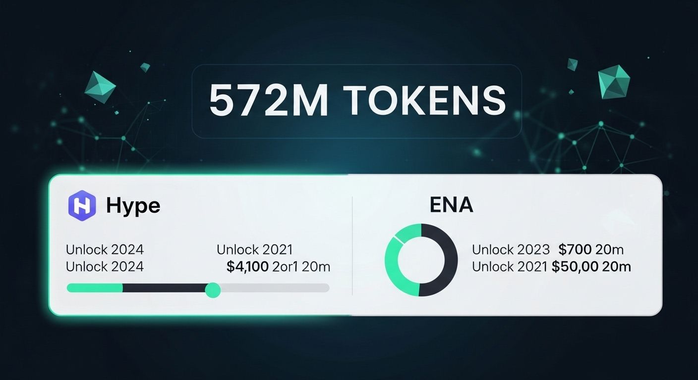 Upcoming $572M token unlocks target HYPE and ENA projects