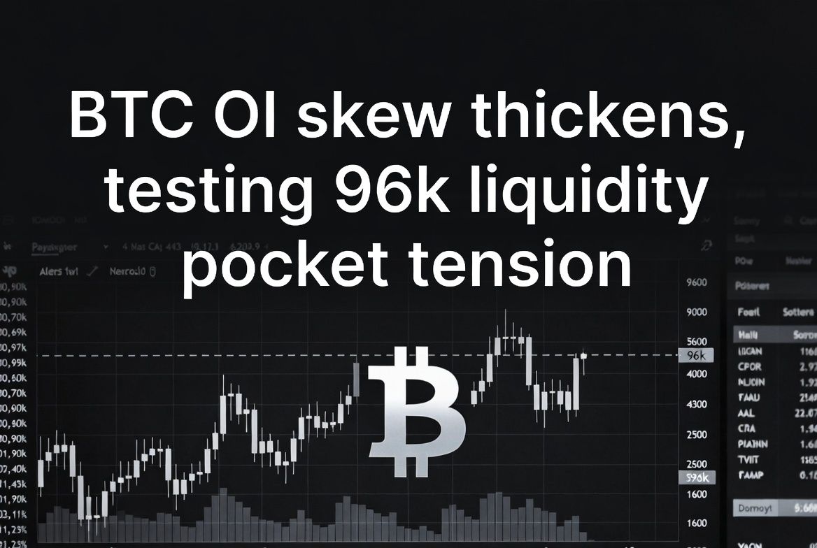 BTC OI skew thickens testing $96K liquidity pocket tension