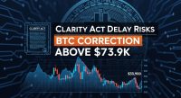 Clarity Act delay risks BTC correction above $73.9K